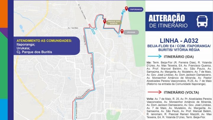 Itinerário da linha A032 será alterado a partir desta terça-feira, 22/2